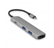 USB-C Hub adaptér iSTYLE (2x USB-A, USB-C, 4K HDMI) - vesmírně šedý