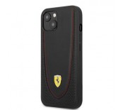 Ferrari Leather with Curved Line Zadn&iacute; Kryt pro iPhone 13 Black