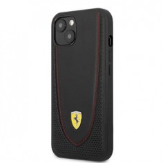 Ferrari Leather with Curved Line Zadní Kryt pro iPhone 13 Black