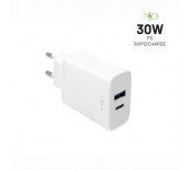 S&iacute;ťov&aacute; nab&iacute;ječka FIXED s USB-C a USB v&yacute;stupem, podpora PD, 30W, b&iacute;l&aacute;