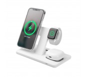 Stoj&aacute;nek s bezdr&aacute;tov&yacute;m nab&iacute;jen&iacute;m 3v1 FIXED MagPowerstation s podporou uchycen&iacute; MagSafe, 15W+15W+5W, b&iacute;ly