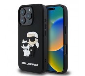 Karl Lagerfeld 3D Rubber Karl and Choupette Zadn&iacute; Kryt pro iPhone 16 Pro Black