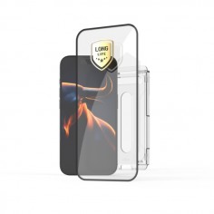 Ultra odoln&eacute; tvrzen&eacute; sklo FIXED Long-Life s Anti-dust aplik&aacute;torem pro Apple iPhone 18 Pro Max/17 Pro Max, čern&eacute;